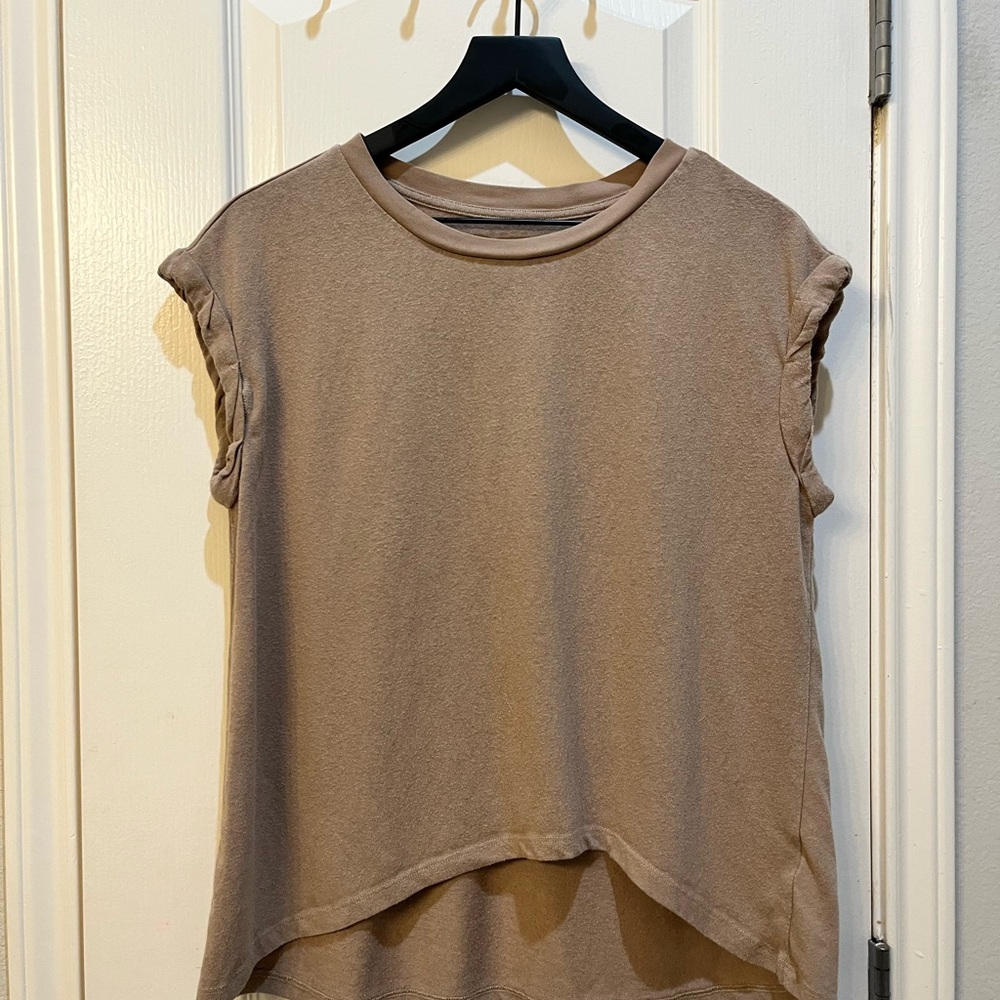 Mod Ref Tan Asymmetrical Sleeveless Top